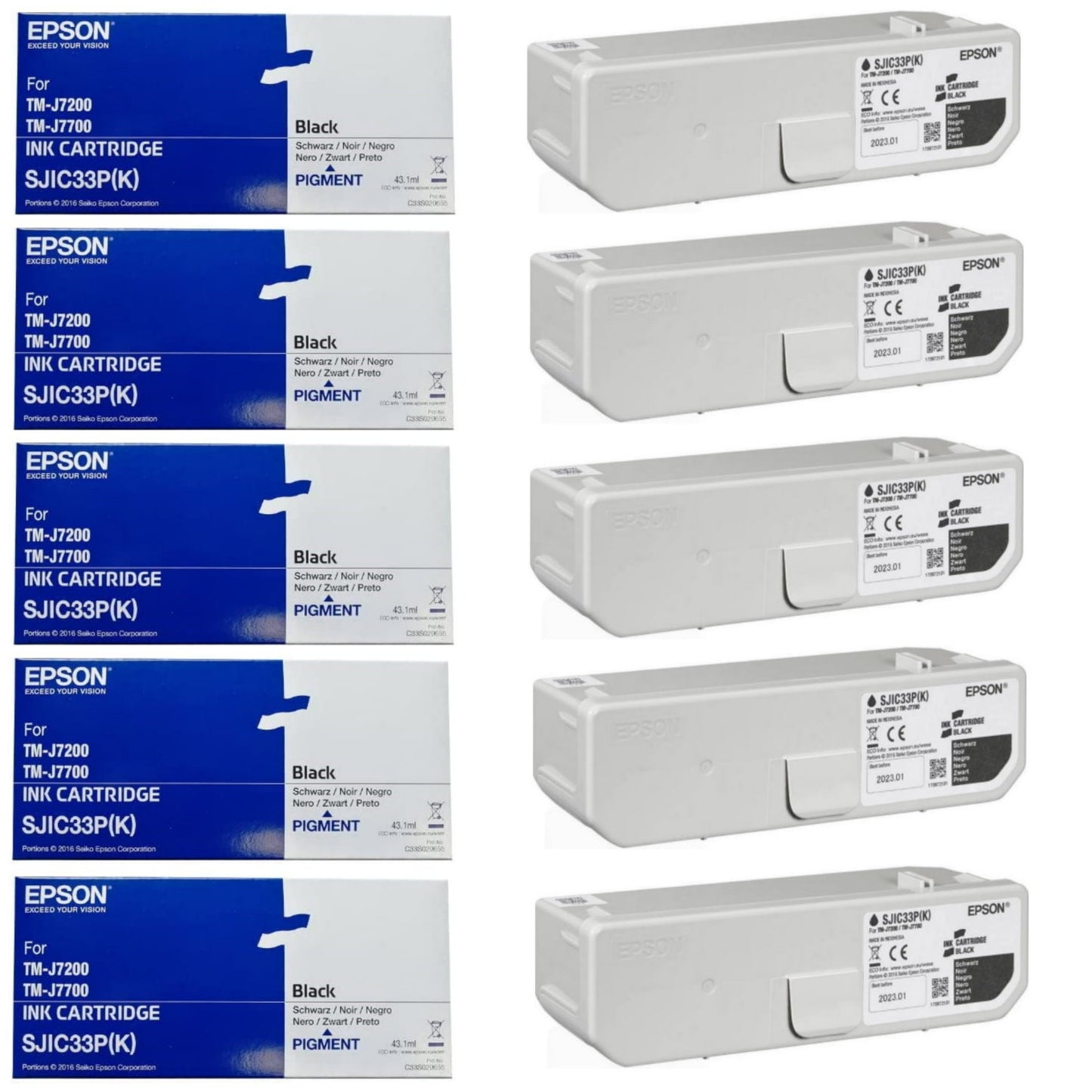 EPSON Encre N SJIC33P, Noir, Lot de 5