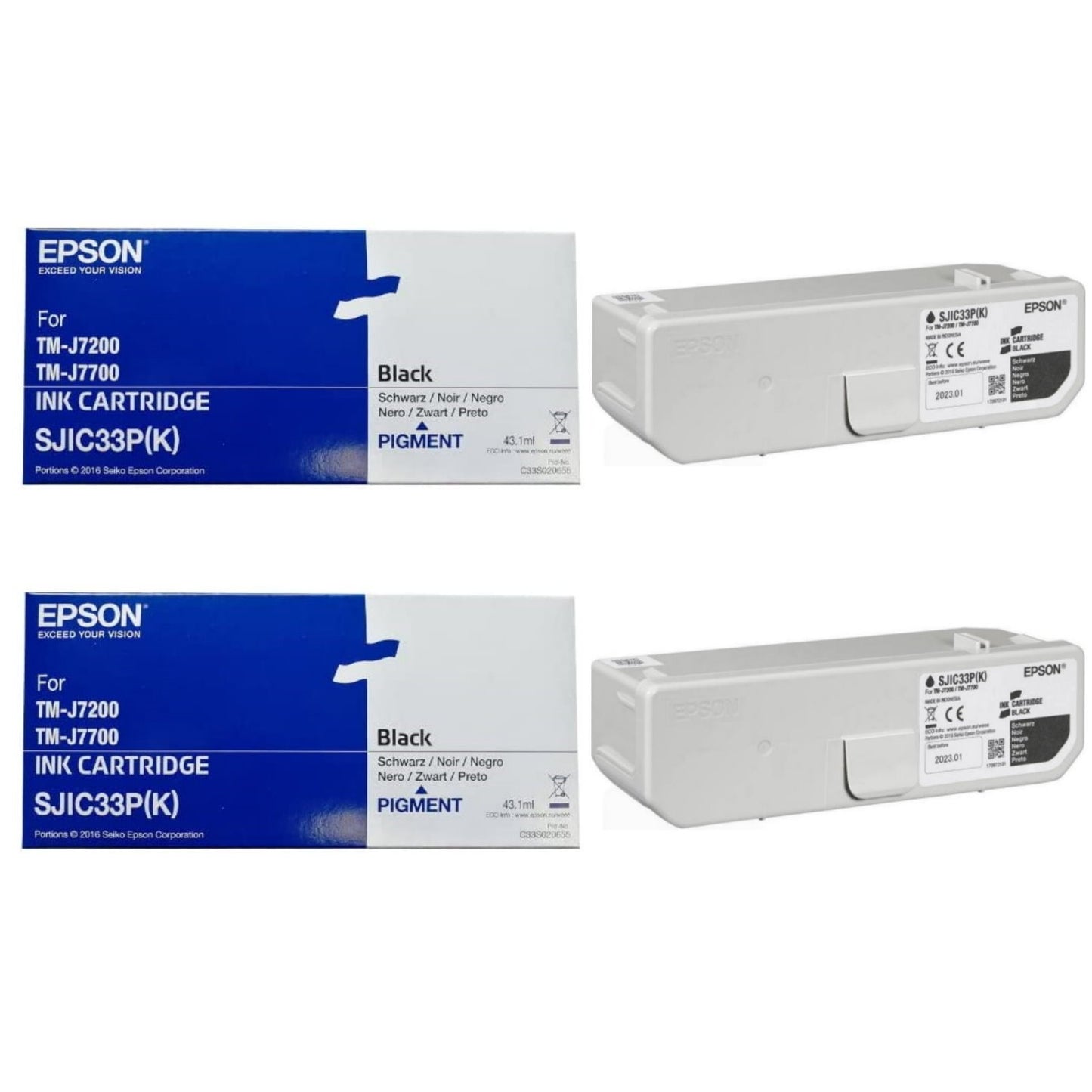 EPSON Encre N SJIC33P, Noir, Lot de 2