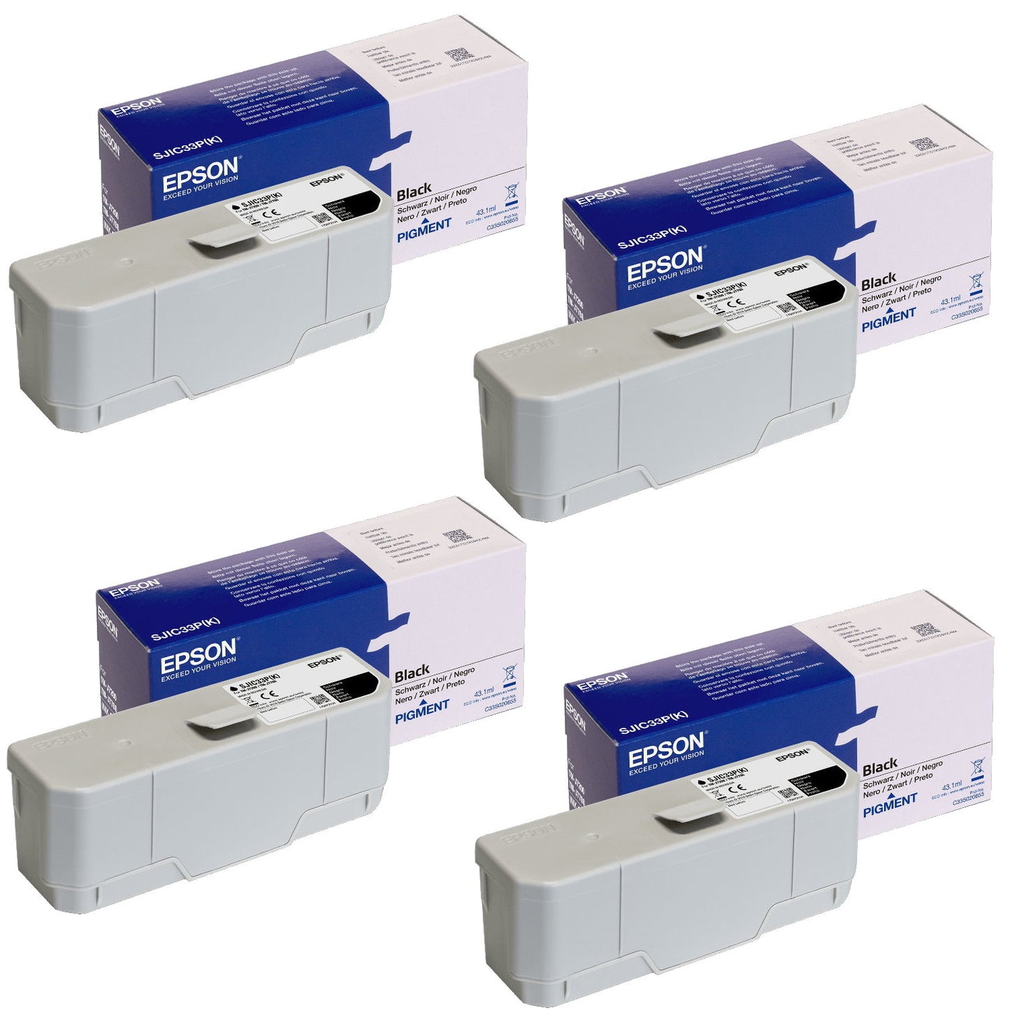 EPSON Encre N SJIC33P, Noir, Lot de 4