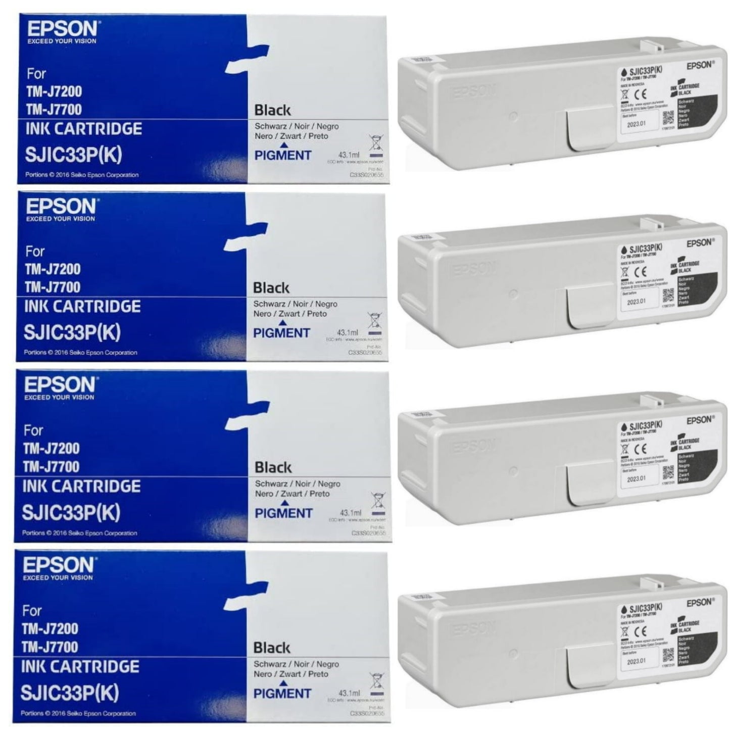 EPSON Encre N SJIC33P, Noir, Lot de 4
